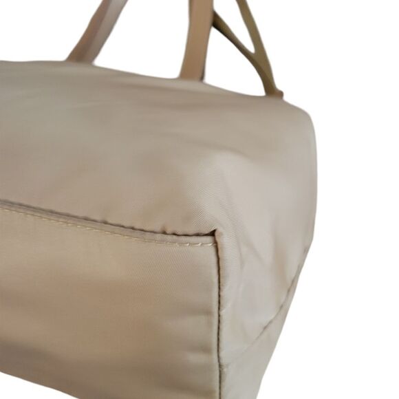 Prada Nylon Leather Beige khaki Tote Shoulder Bag Handbag - Picture 12 of 15